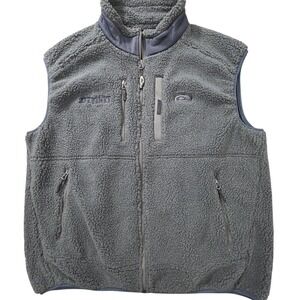 Drake Sherpa Fleece Vest Mens Large Gray Full Zip Outdoor‎ Warmth DW1604